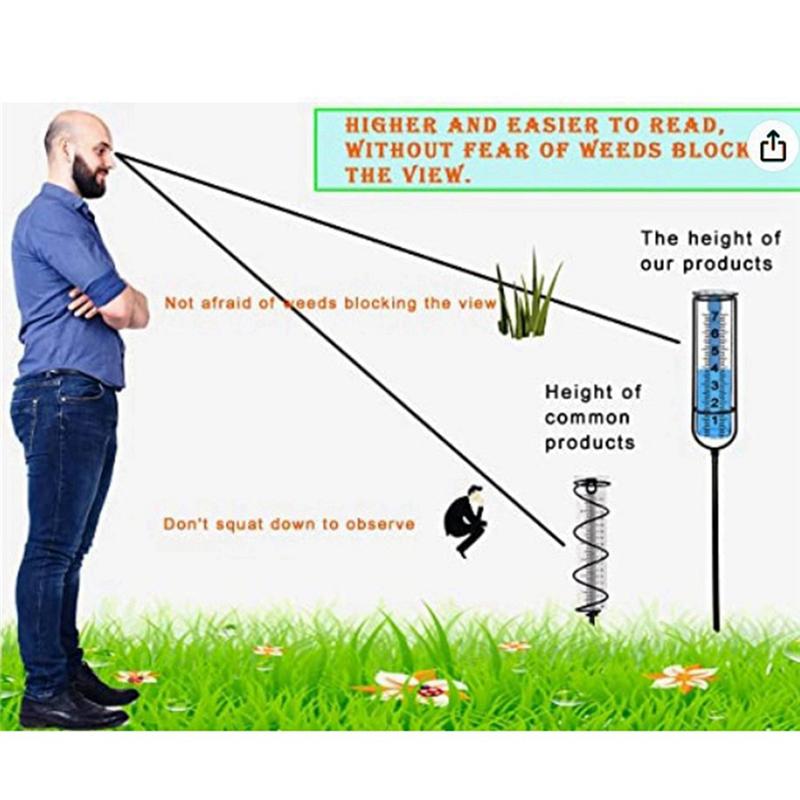 ABBY-Rain Gauge, 7Inch Freeze Proof Rain Gauge Outdoor, Large Clear Numbers And Adjustable Height For Garden, Lawn And Farm