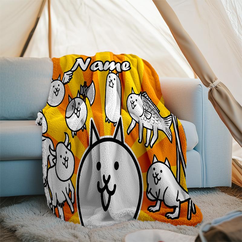 Personalized Custom Name Blanket - The Battle Cats Print Design,Blanket for Sofa,Bed,Travel,Camping - Soft and Warm, Great Gift
