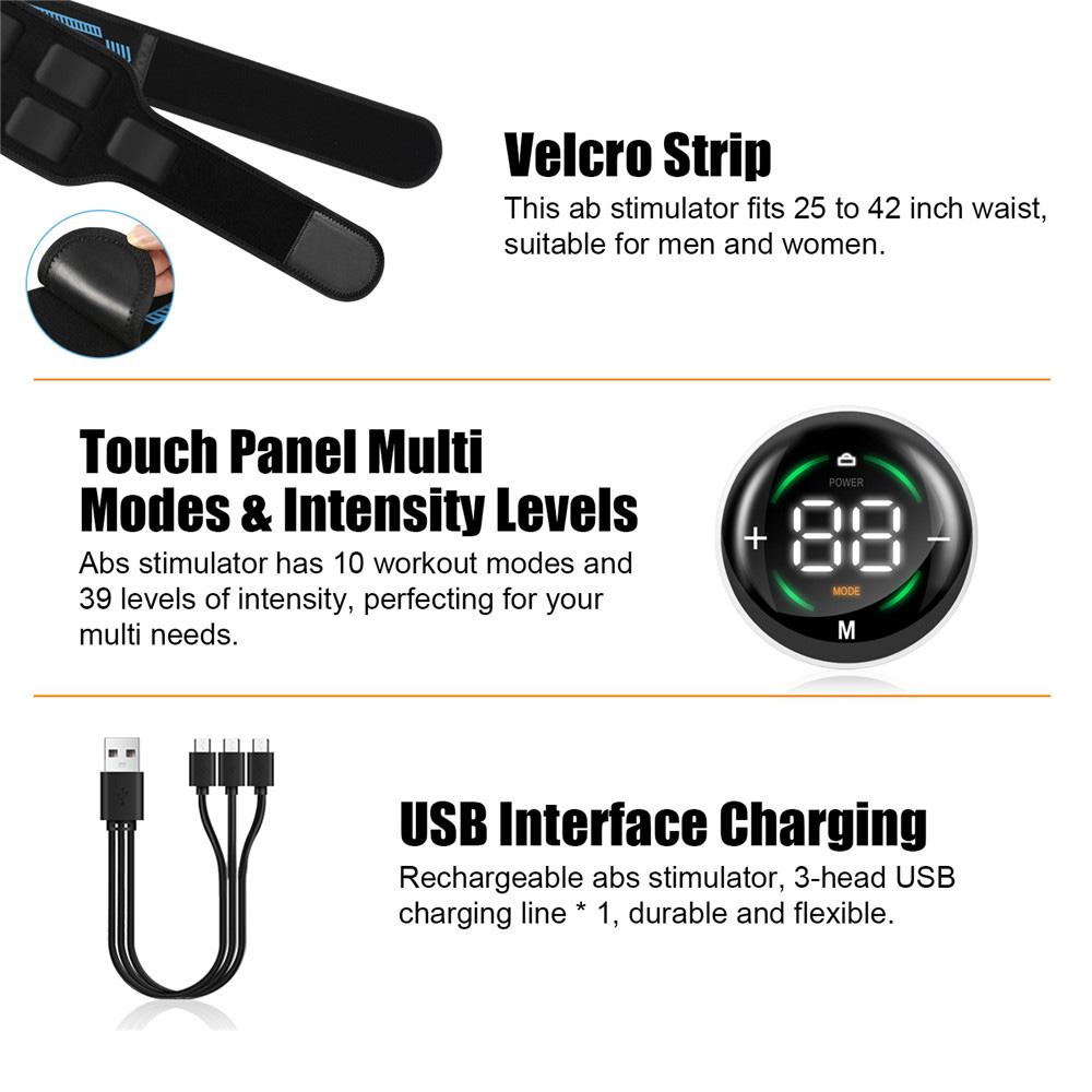 EMS Abdominal Toning Belt Muscle Stimulator Abs Stimulator Trainer Muscle Toner Home Gym Fitness Training Lose Weight Fat Burn