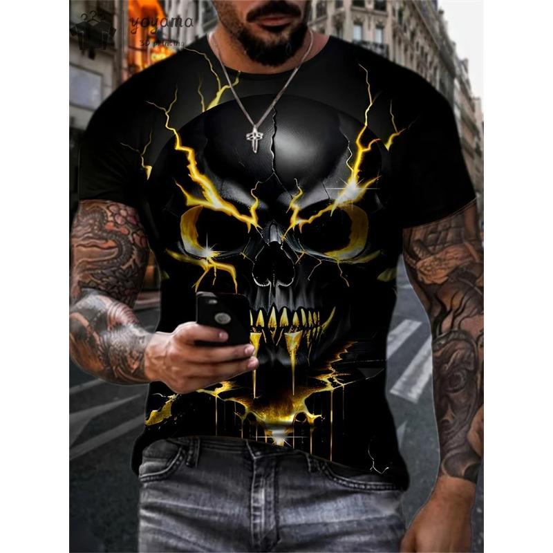 

Men s T-Shirt Horror 3D Print Vintage O-Neck Short Sleeve Fashion Oversized T-Shirts Men s Summer Street Clothing Shirt S