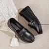 Fashion Pu Leathe Rwomen's Shoes Casual Women's Single Shoes First Layer Leather Non-slip Soft-soled Shoes Middle-aged Loafers