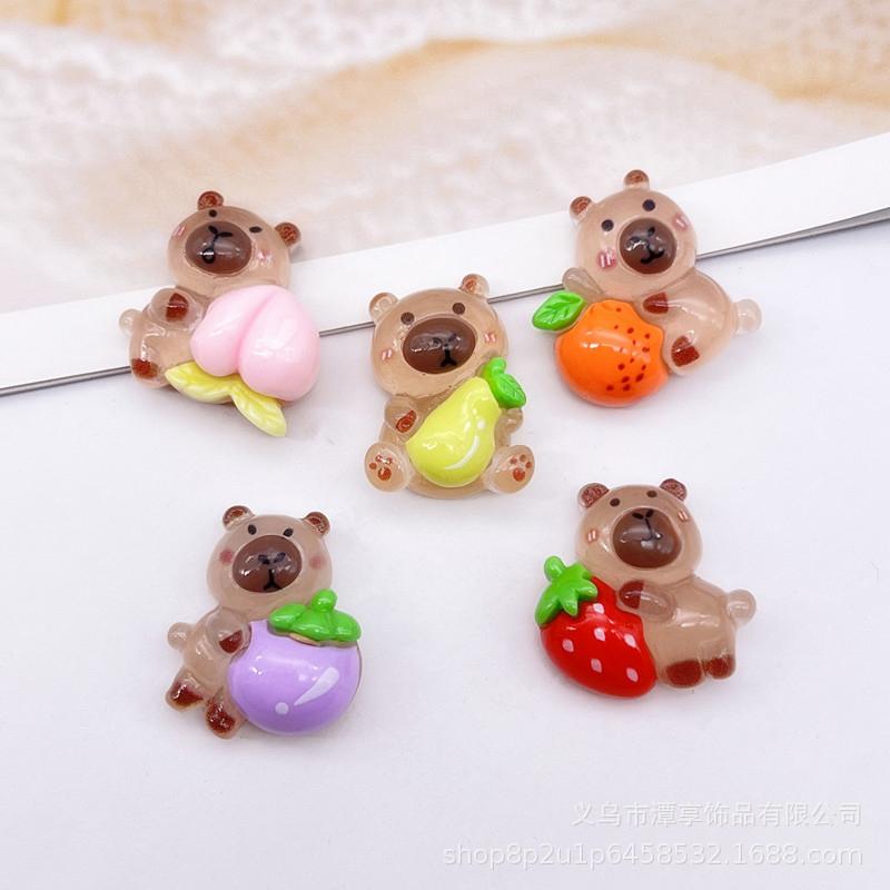 Kawaii Luminous Capybara Car Ornaments Dollhouse Mini Scene Decor Micro Landscape Ornaments Diy Desktop Decoration Toys