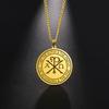 Chi Rho Halskette Edelstahl Christlicher Schmuck Alpha Omega Christogramm Religiöses Geschenk zum Schutz Beten