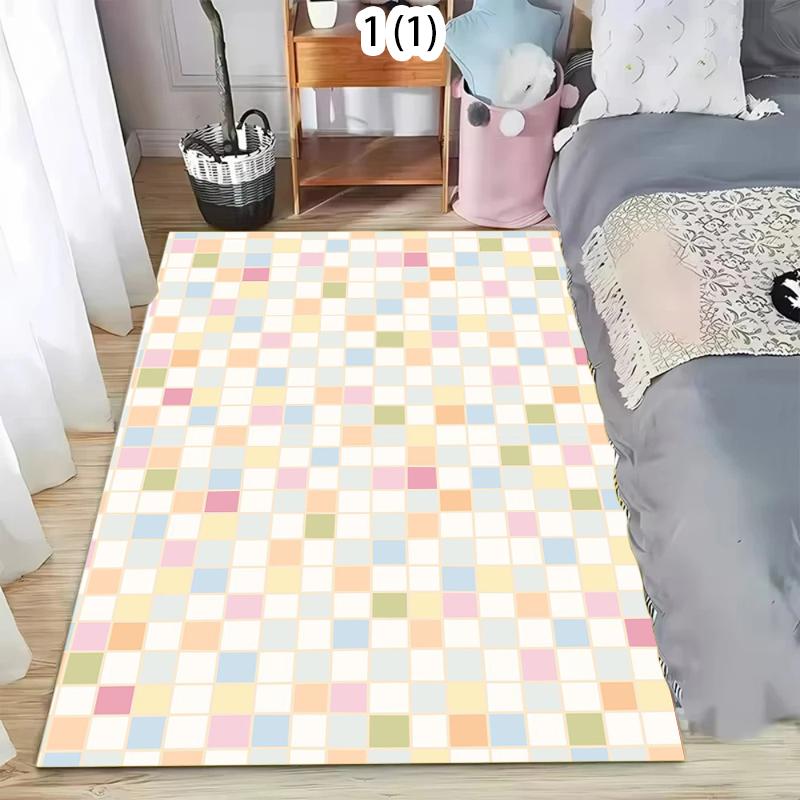 Macaron Color Carpet Mat Rug Home Decoration Living Room Bedroom Floor Decor Pastel Geometric Modern Style Non Slip Rugs