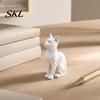 Cat Figurine for Display 3D Printed Statue with Wavy Fur, Modern Sitting Cute Desk Accessory Bookshelf Decor, Minimalist Art Sculpture Home