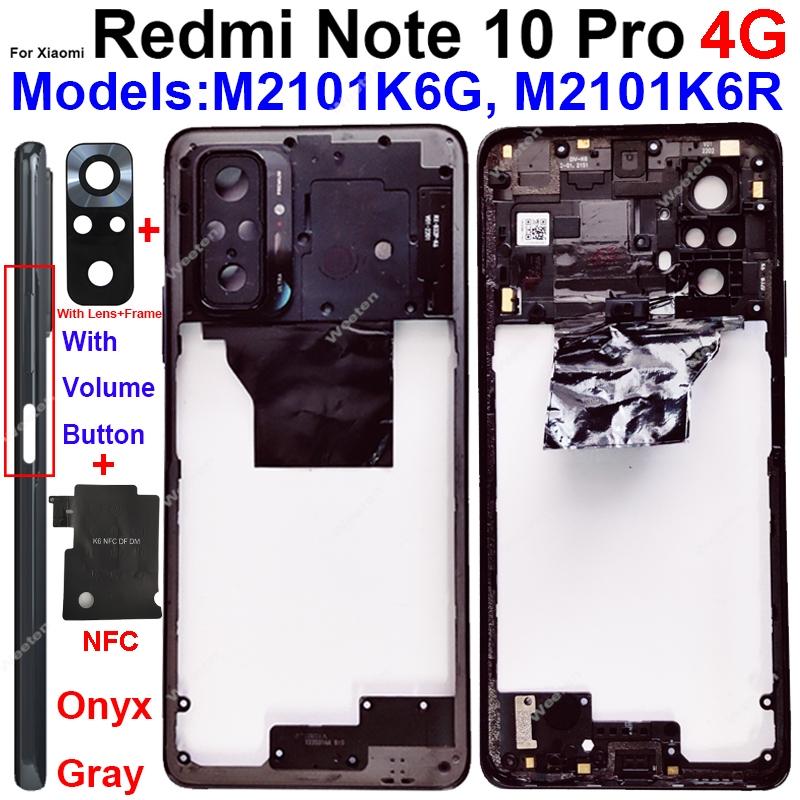 Middle Frame Housing For Xiaomi Redmi Note 10 Pro Note 10Pro Max Middle Frame Holder Cover Bezel with Side Key Parts