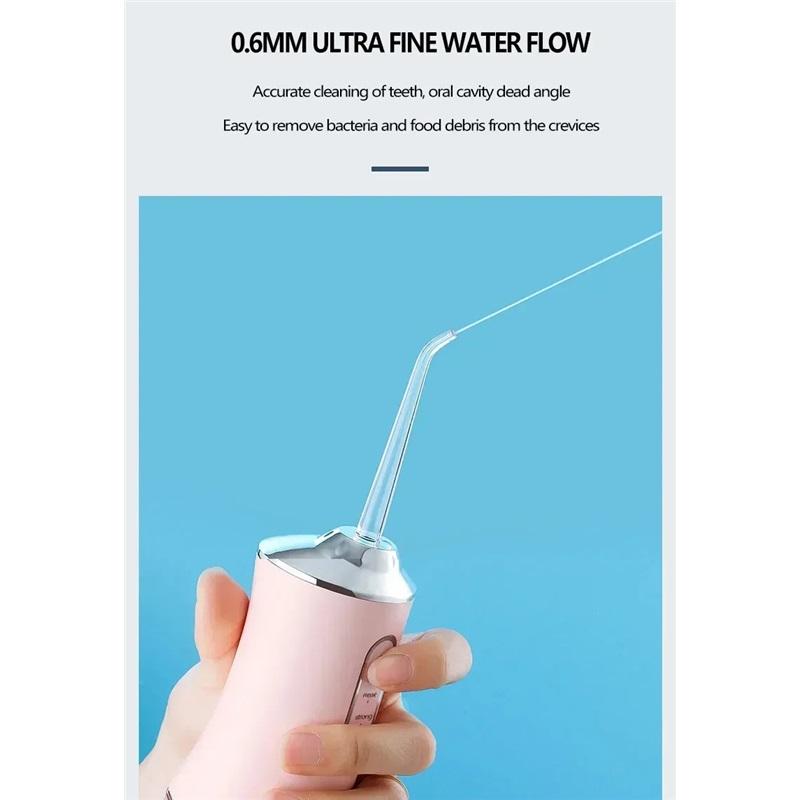 Portable USB Rechargeable Oral Irrigator IPX7 Waterproof Water Flosser 3 Modes 220ml 4 Jet Tips Dental Water Jet