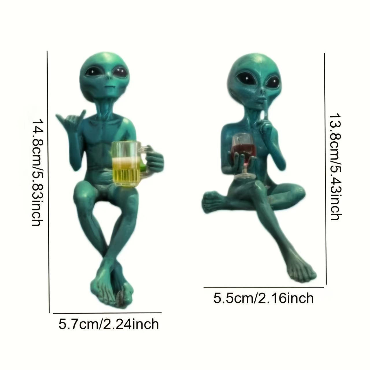 

2Pcs Green Alien Resin Figurines, Quirky Space Decor for Desk/Bookshelf, Unique Gift for Sci-Fi Fans Exquisite Craftsmanship зелёный