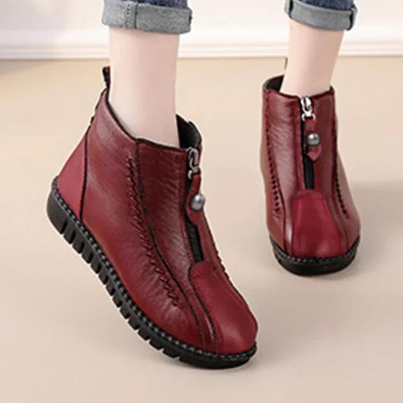 Winter Waterproof Snow Boots Women's Plush Lined Winter Shoes Ladies Warm Zip Anbkle Boots Women Soft Sole Comfort Casual Shoes