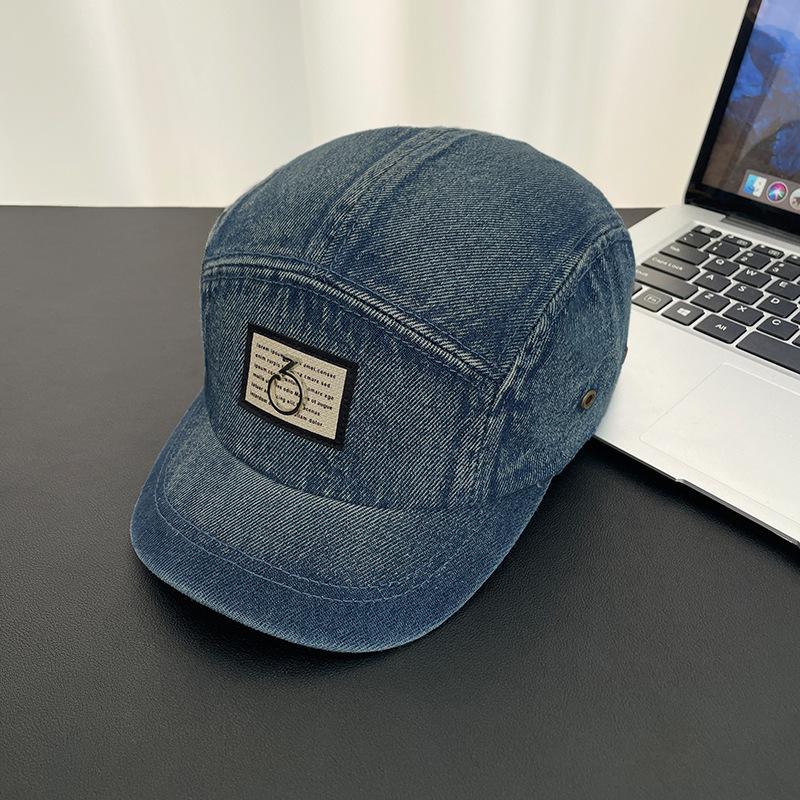 Vintage Washed Denim Baseball Cap for Women, Japanese Style Versatile Short Brim Hip-Hop Cap, Niche Design Sunshade Duckbill Cap for Men