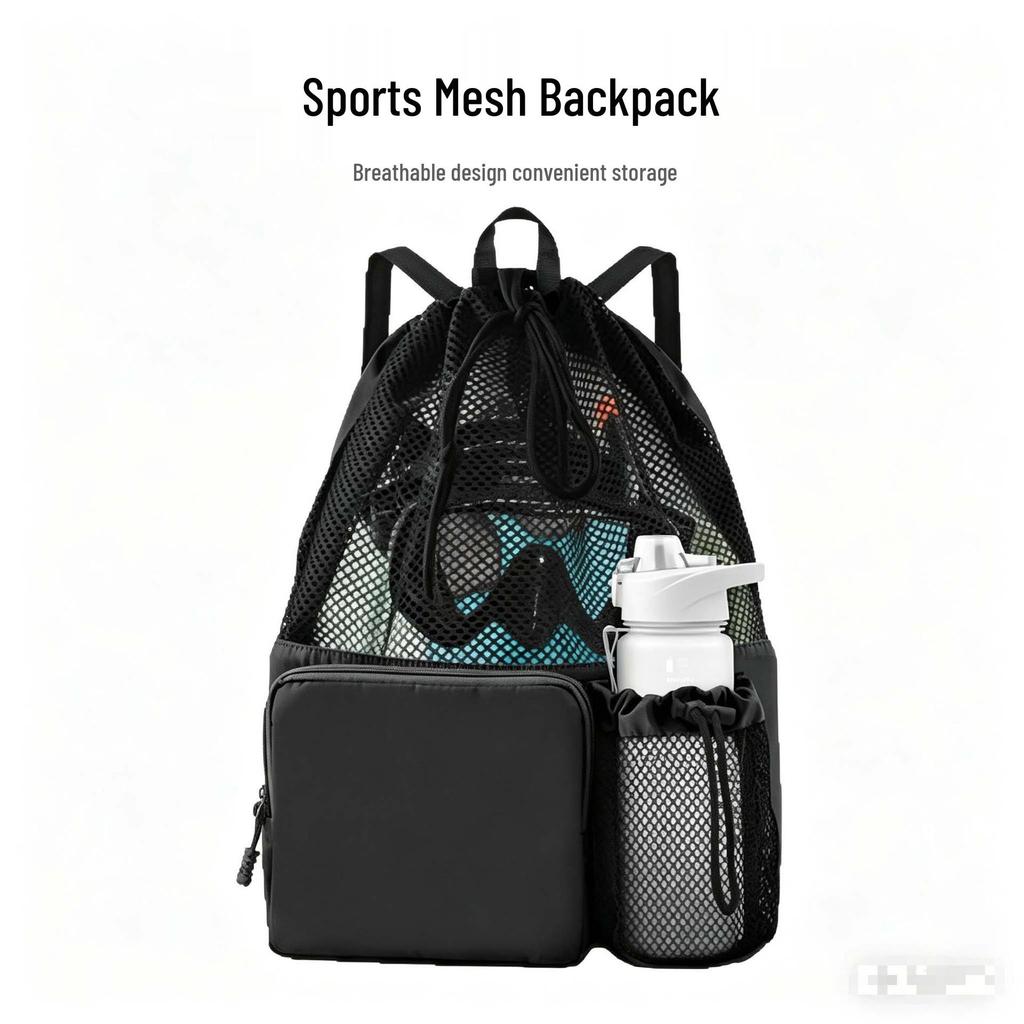 Lightweight Portable Mesh Drawstring Bag: Durable, Large-Capacity for Sports, Travel, and Fitness.