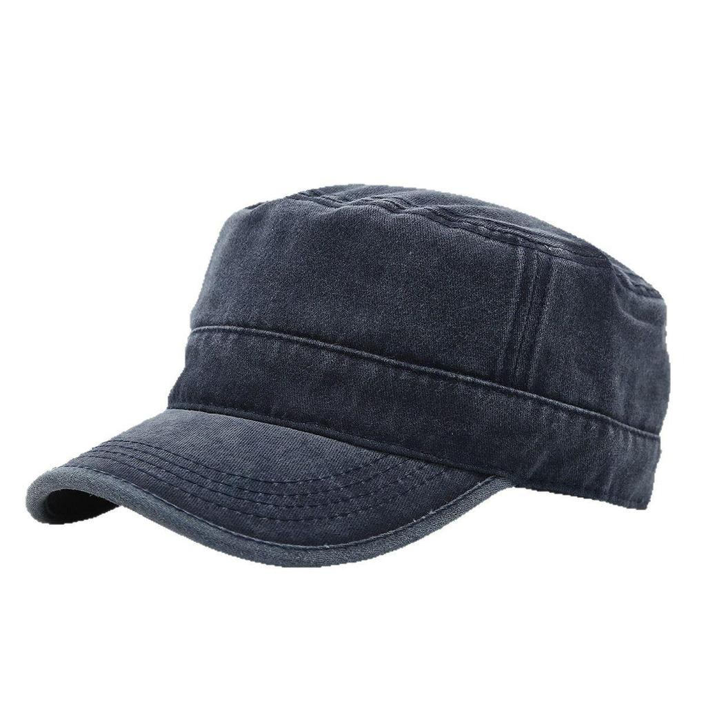 Chapeau Militaire Plat Rétro Décoloré Unisexe - Protection Solaire pour Personnes Âgées