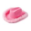 Pink Cowboy Hat Felt Cowboy Hat with Neck Draw String Cosplay Party Costume Accessories Play Dress
