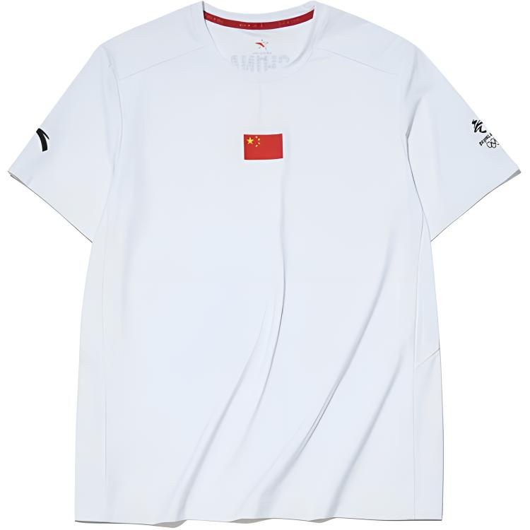 

Anta Национальный флаг повседневная спортивная дышащая круглая горловина прямая футболка мужские топы белые 152130103-1 M