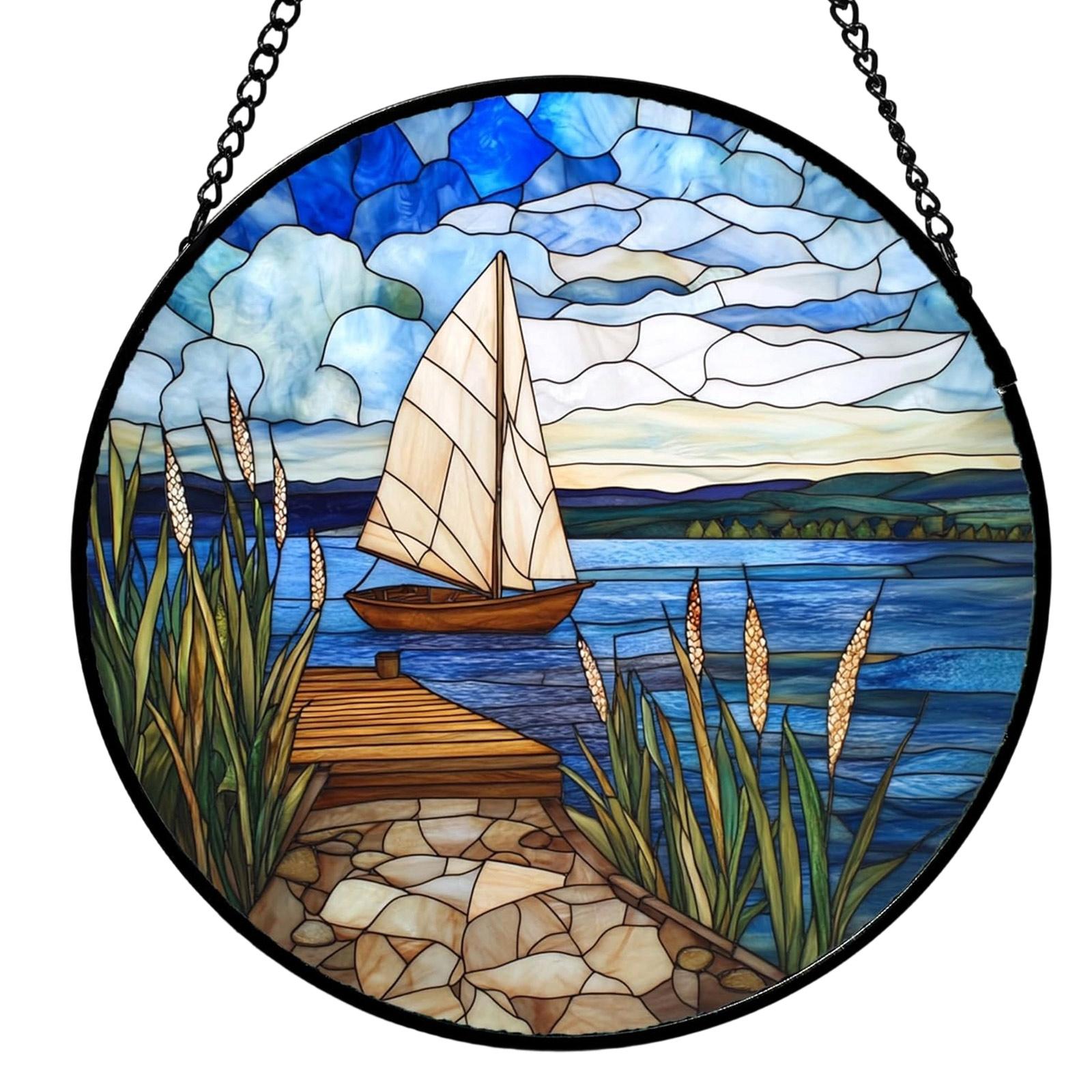 

Stained Glass Window Hanging Puzzle Pendants Garden Kitchen Sunroom Home Décor One Size