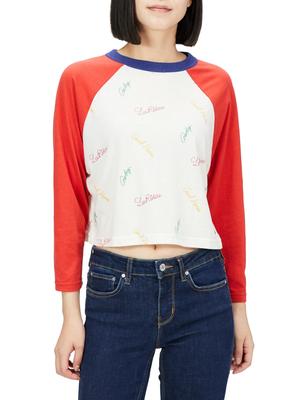 Lee Print Raglan Rot Damen All-Over T-Shirt,