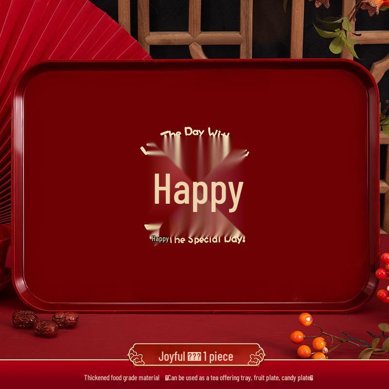 Red Wedding Toasting Tray: Tea, Fruit, Candy Dish – Wedding Supplies, Happy Tray by Wang Jin