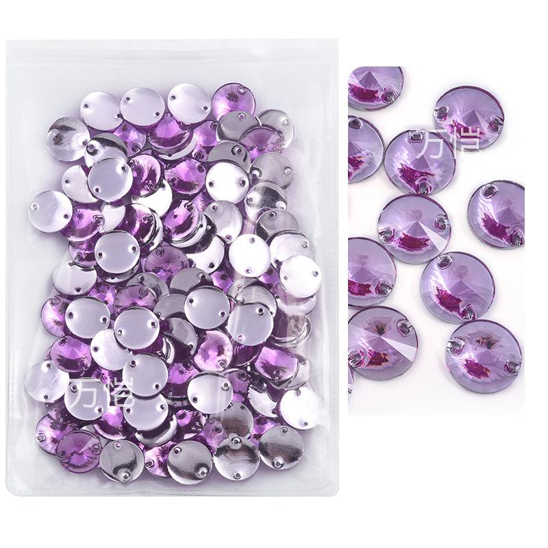 Resin Double Hole Flat Bottom Satellite Hand Seam Drill, Plated Bottom Tip Flat Buckle Diy Clothing Accessories Round Hand Seam Stone