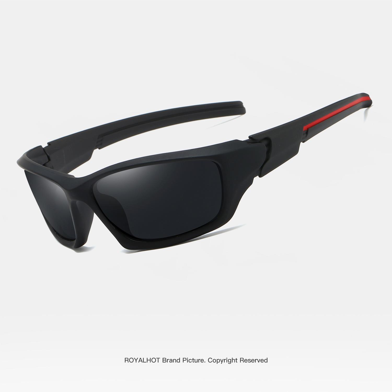 RoyalHot унисекс поляризационные спортивные солнцезащитные очки в квадратной оправе — фото 9