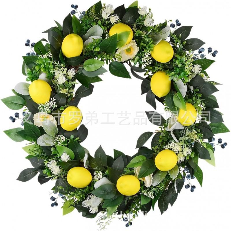 Artificial Lemon Peony Wreath Wall Hanging Decor Door Home Festival Party Decoration
