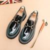 Men's Casual Glossy Leather Shoes Men's Round Head British Patent Leather Men's Shoes Business Dress Wedding