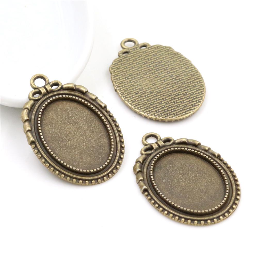 10 Stück 18x25mm Innenmaß Ovaler Anhänger Cabochon Leere Basis Fassung Fassungsschale DIY Halskette Schmuckherstellung Zubehör Fundstücke