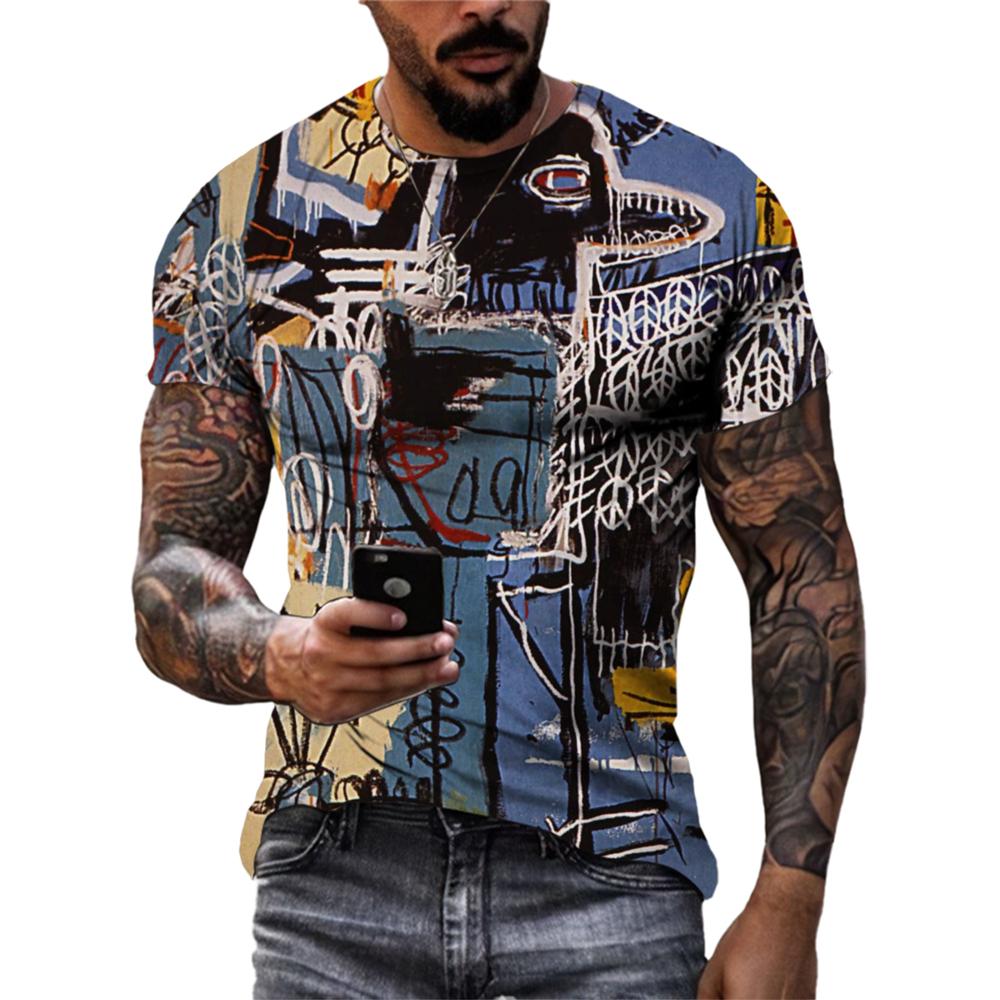 New Summer Hip-Hop Personality Graffiti Pattern T-shirt Fashion Printing Casual Short Sleeved Loose Oversized T-shirt