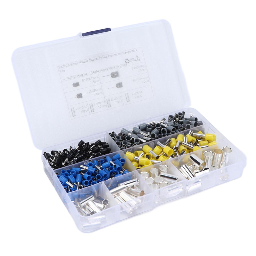 390 Pcs Crimp Wire Ferrule Kits Anti Corrosion Quick Installation Terminals Connector Sleeves for Cables Electricians