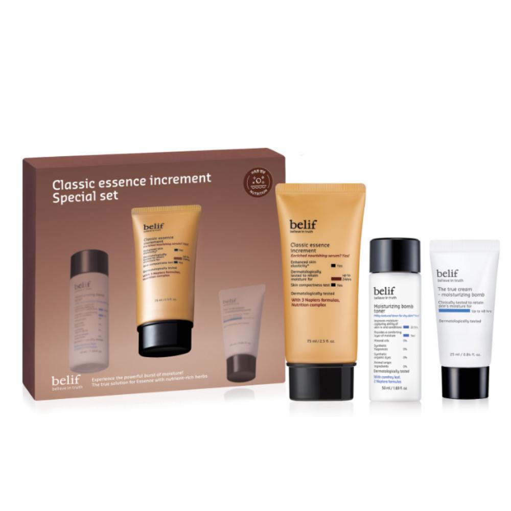 belif Classic Essence Increment Set - Classic Essence 75ml + Moisturizing Bomb 25ml + Moisturizing Toner 50ml