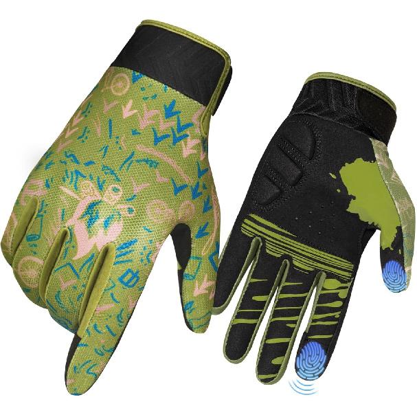 RIGWARL Skeleton Motorcycle Gloves Men Women Touchscreen, Non-Slip Mountain Bike Gloves for Men Cycling, Lightweight Dirt Bike Riding Bicycle Glove Small зелёный