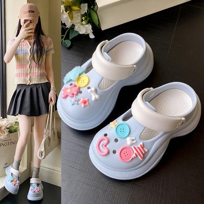 Cute Thick-soled Hole Shoes, Wear New Beach Non-slip Bag Head Cool Slippers Outside, Summer
