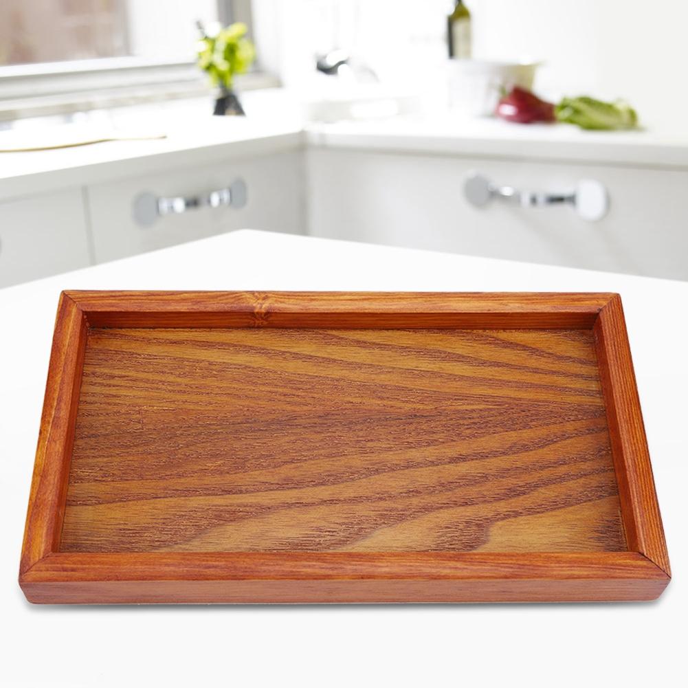 Rectangle Wooden Tea Tray Serving Table Plate Snacks Food Storage Dish for Hotel Home