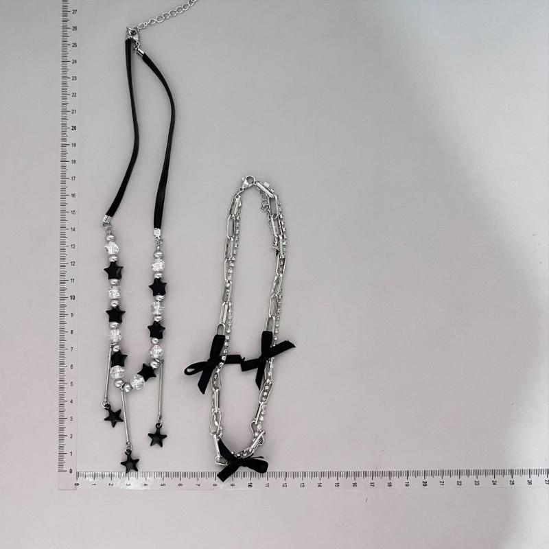 Bohemiean Star Fringe Clavicle Chain Dopamine Star Necklace Star Bowknot Choker Women Daily Outfits Delicate Jewelry