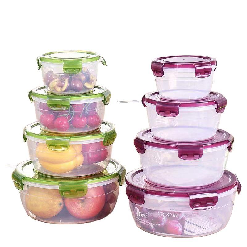 4pcs Set 400ml Sealed Transparent Stackable Kitchen Storage Container, Multifunctional Reusable Salad Bowl, Kitchen Food Storage