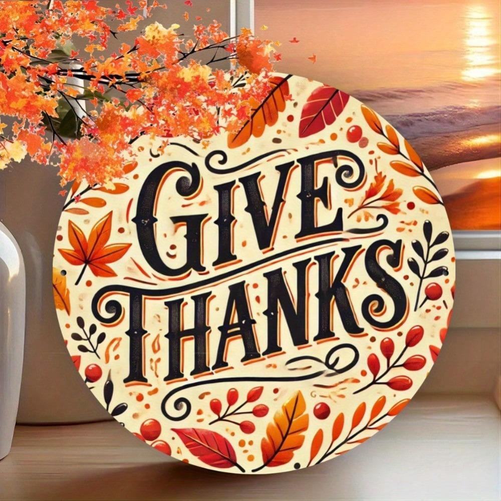 Scratch Resistant Thanksgiving Round Metal Tin Sign Wall Art for Home Bar Cafe Indoor Outdoor Decor