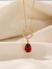 Best Daily Wear Copper Alloy Heart-Shaped Pendant with Red Crystal Sparkling Embellishment Holiday Gift-Fashion Chains Necklace