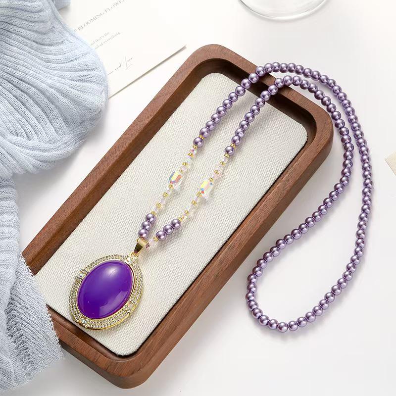 

Женская высококачественная фиолетовая цепочка-ожерелье со свитером: Модный, Универсальный, Роскошный Длинный Подвеска Аксессуар