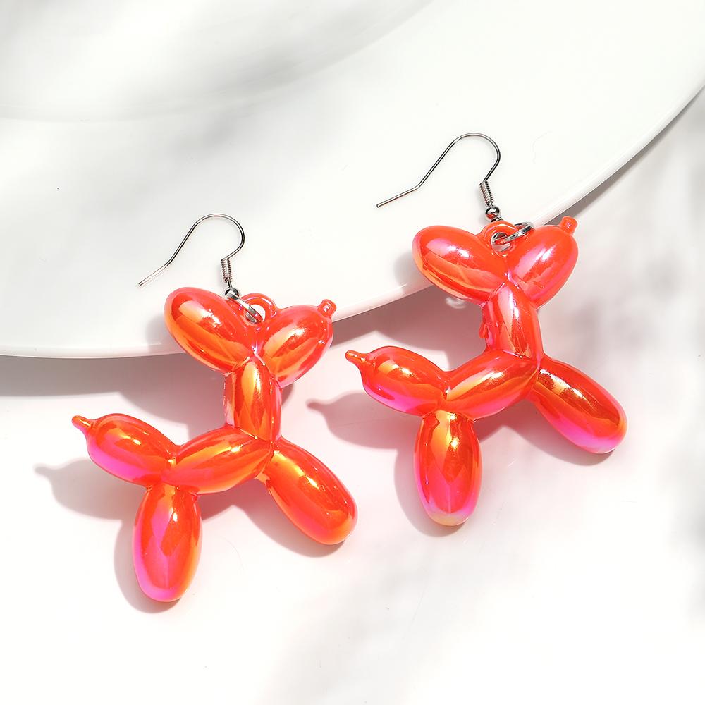 Trendige bunte Acryl-Ballonhund-Hängeohrringe für Damen Mädchen Neue Süße 3D-Welpen-Hängeohrringe Kreativer Schmuck Geschenke