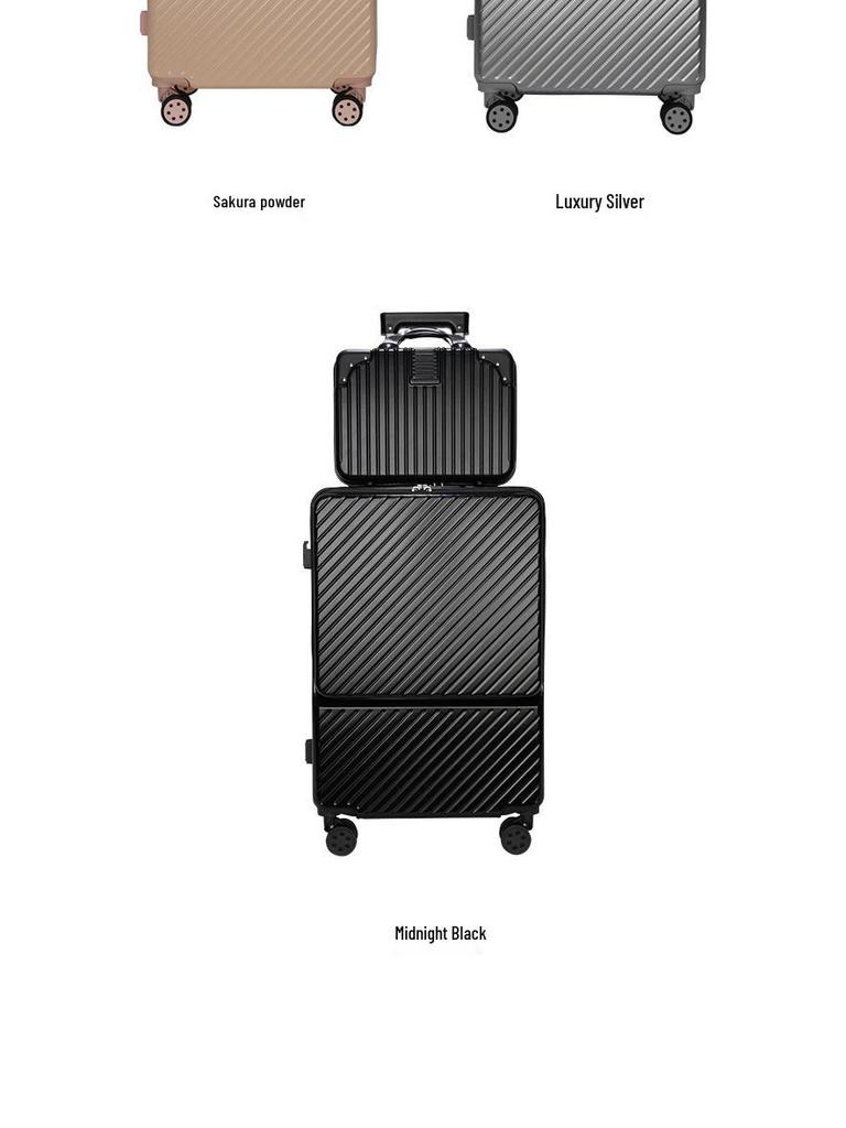 24-Inch Silent Universal Wheel Suitcase with Front Opening and Combination Lock