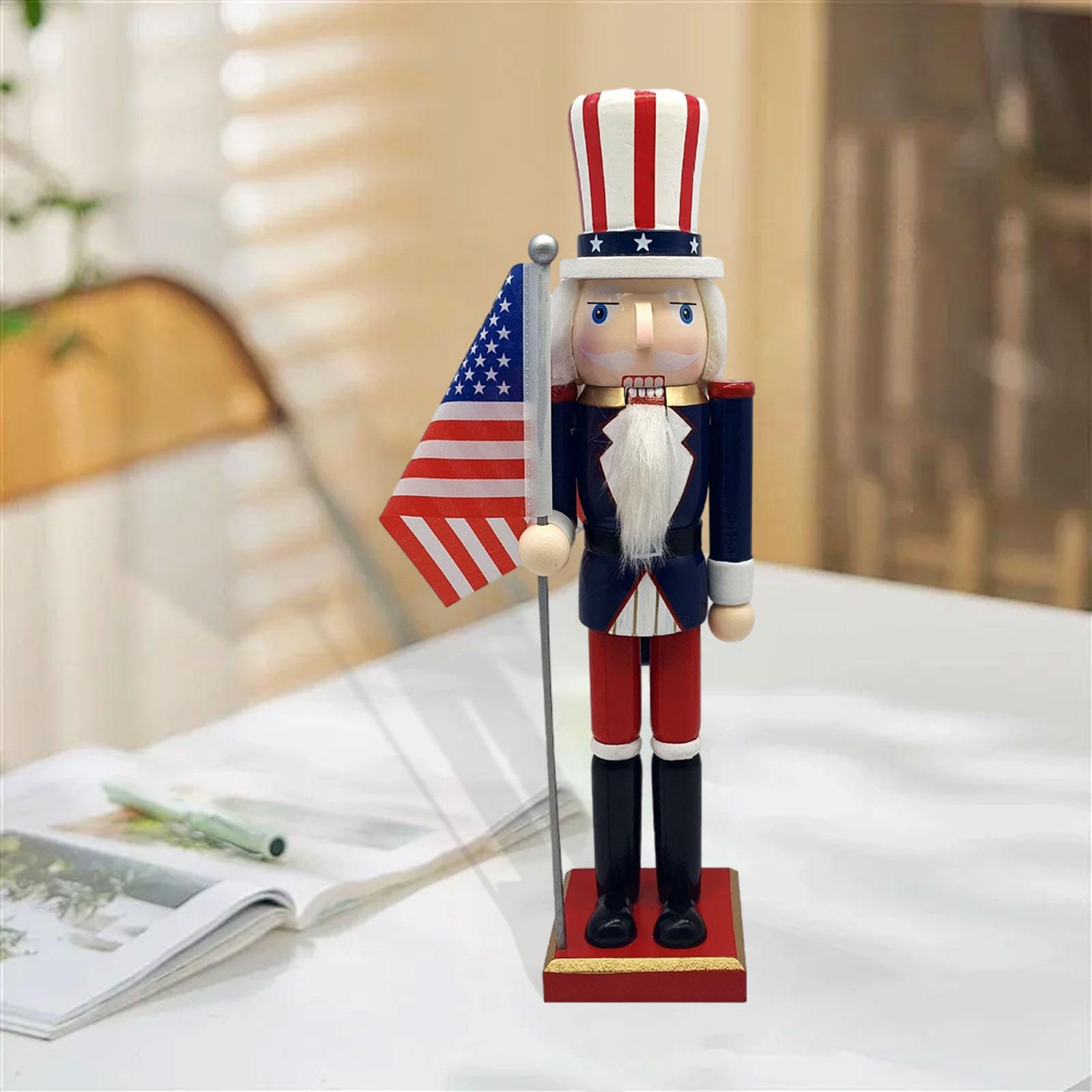 Wood Nutcracker Decorative 38cm Table Ornament Christmas Decoration Nutcracker Figure for Tables Home Festival Party Decoration