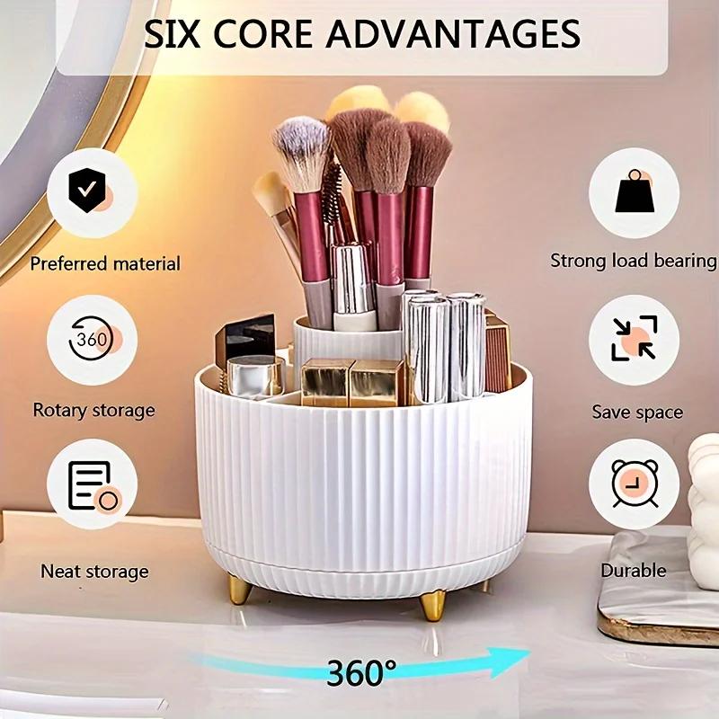 A desktop pen holder, pencil holder, 5 slots, 360° rotating desktop organization stand, office, school, pen holder jar,...