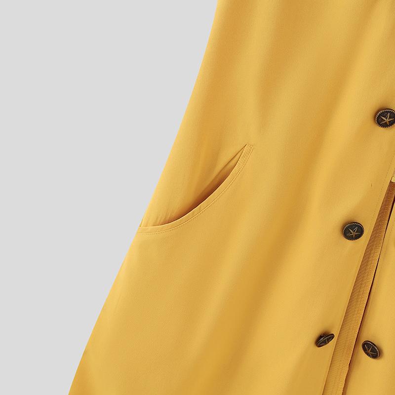 INCERUN Men Sleeveless Zip-up Decorative Buttons Casual Long Cardigan Waistcoats