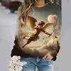 Mote Ny Søt Engel Baby 3D-trykk Gensere Kvinner Casual Langermet Hettegensere Y2k Streetwear Pullover Topper Dameklær