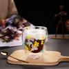 1pc 350ml Double Wall Glass Cup Artificial Flower Decorated Coffee Cup Milk Mug Heat Resistant Tea Cups Glass Mug Kitchenware