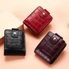 Mini Portable Lipstick Bag With Mirror Minimalism Cosmetic Bag With Button Crocodile Embossed Women'S Makeup Storage Case