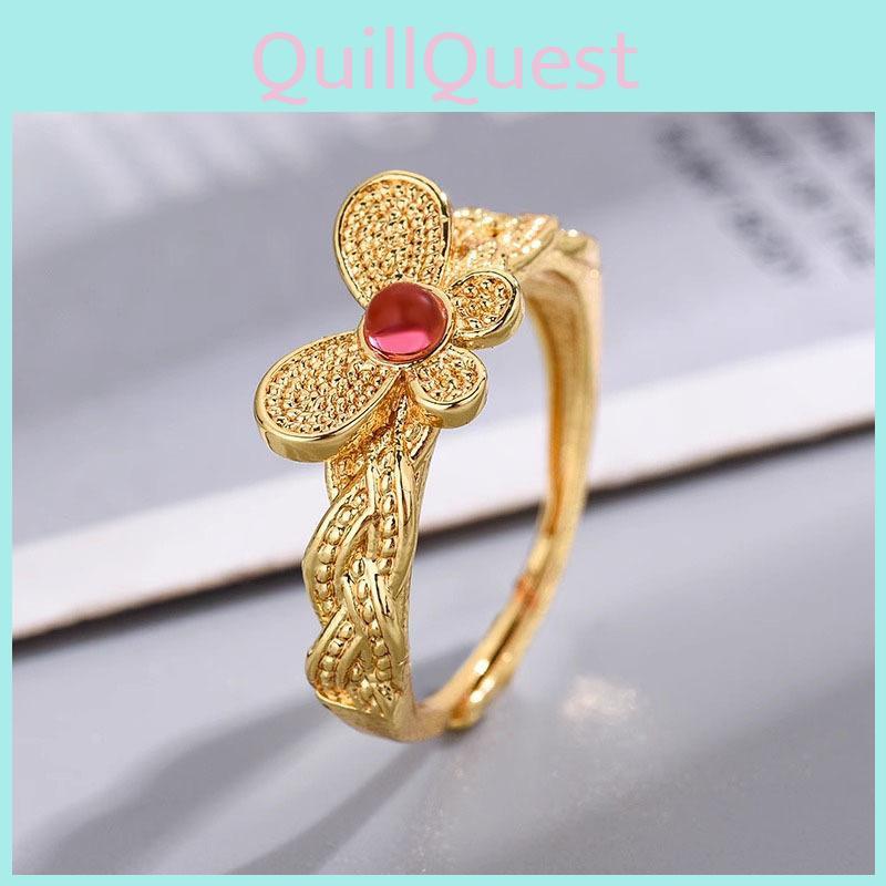 Eleganter rosafarbener Schmetterlingsring für Damen, stilvoller, verstellbarer, modischer Kupferschmuck