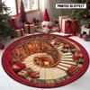 3D Bücherregal Weihnachts-Teppich Bedruckter runder Teppich mit Geschenken und Baum Festliche Feiertags-Bodenmatte für Zuhause Weihnachtsfeiertage