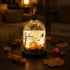 Halloween Pumpkin Lantern Decoration LED Candle Light Dome Shaped Small Night Light Tabletop Ornament for Holiday Party Display and Indoor Use