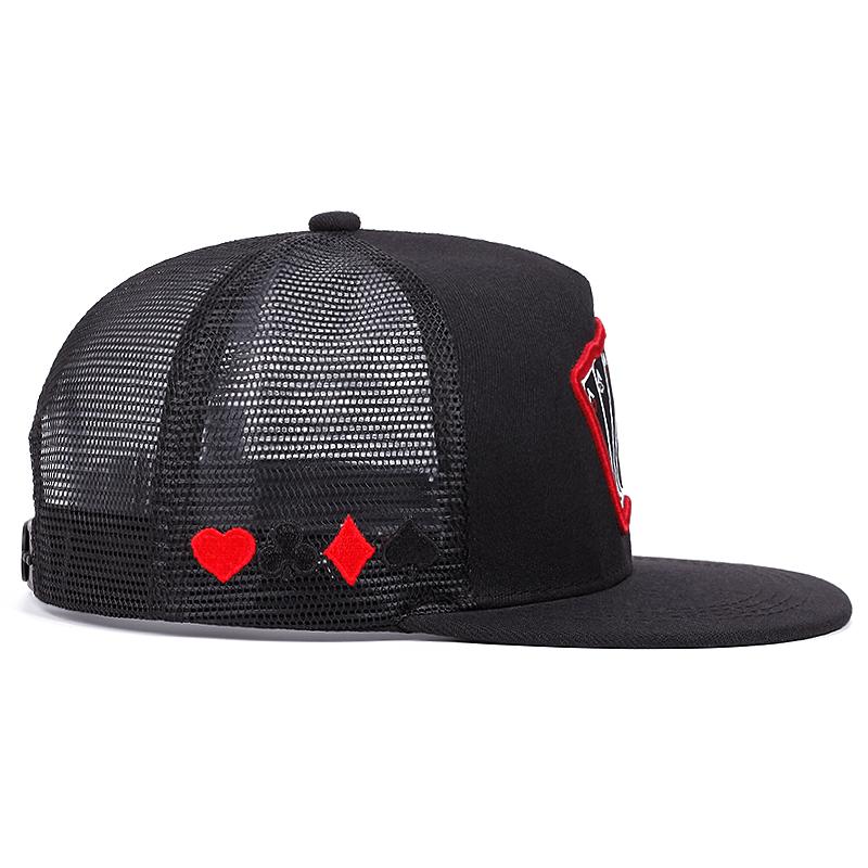 Poker Card A Four Embroidered Fashionable Men'S Flat Brimmed Hat Baseball Hat Hip Hop Hat Women'S Casual Decorative Sunshade Hat