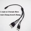DC 1 Female to 2 3 4 5 way 22awg 18awg Male connector Power Supply Splitter Plug adapter Cable cord 5.5mmx2.1mm for strip light